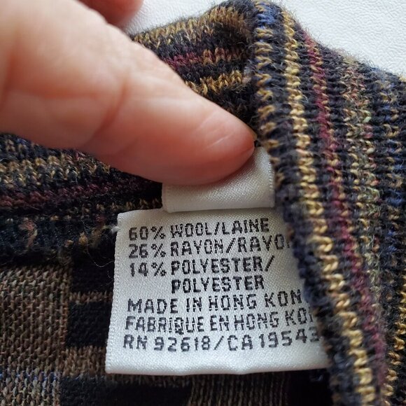 Jhane Barnes Vintage Wool Blend Coogi - Style Crewneck Flat Knit Sweater XL - Picture 8 of 14